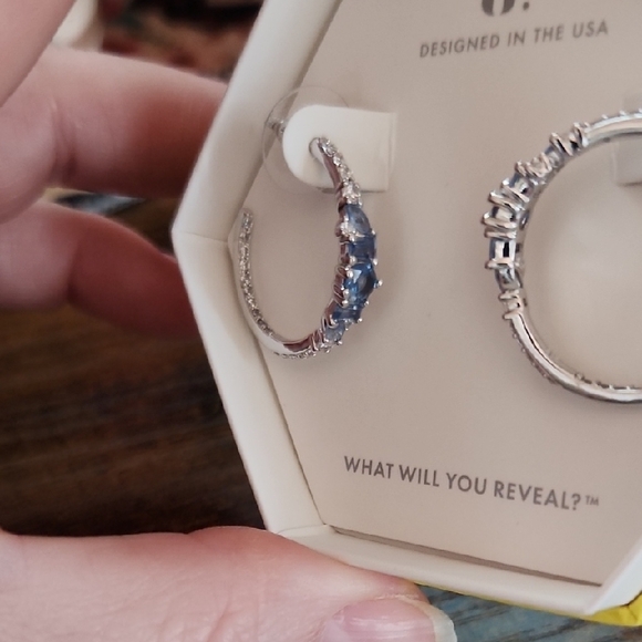 Elegant Silver Hoop Earrings by BP - Picture 2 of 4